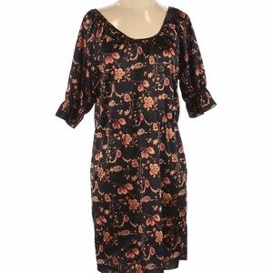 Jones New York | Dress Floral Neutral Black Fall Colors Orange Brown